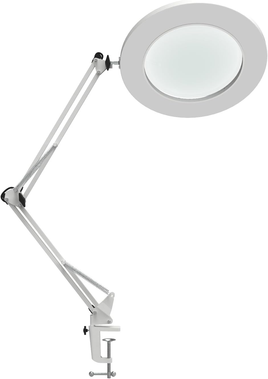 YOUKOYI LED Magnifying Lamp Metal Swing Arm Magnifier Lamp - Stepless Dimming, 3 Color Modes, 5X Magnification, 4.1 Diameter Glass Lens