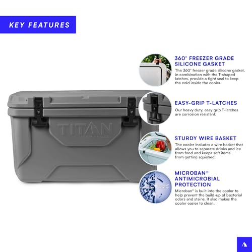 Titan Hard Ice Chest Cooler Roto Cooler with Microban Protection and Deep Freeze Insulation