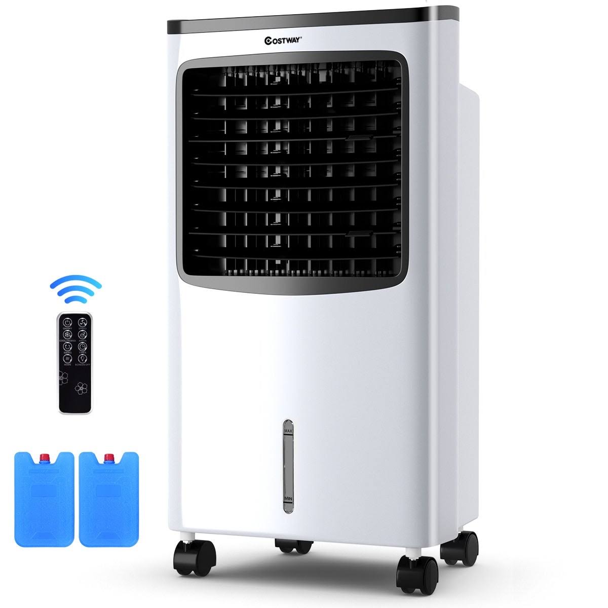 Costway Portable Cooler Fan Filter Humidify Anion w/ Remote Control - Black