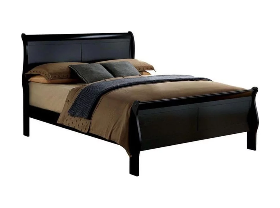 Docooler Eastern King Size Bed Black Louis Phillipe Solidwood 1pc Bed Bedroom Sleigh Bed