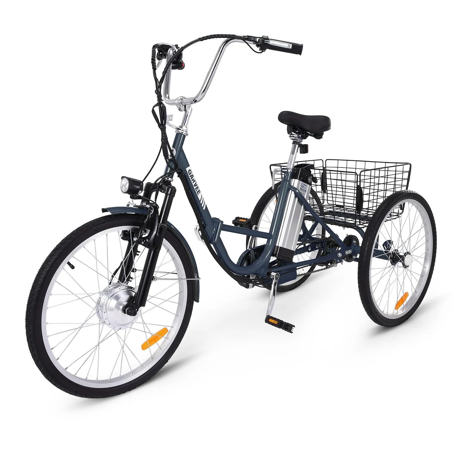 WhizMax 24 Electric Trike for Adult, 250W 36V 7 Speeds Folding Electric Tricycle 3-Wheel E-Bike with Large Basket, up to 15.5 MPH