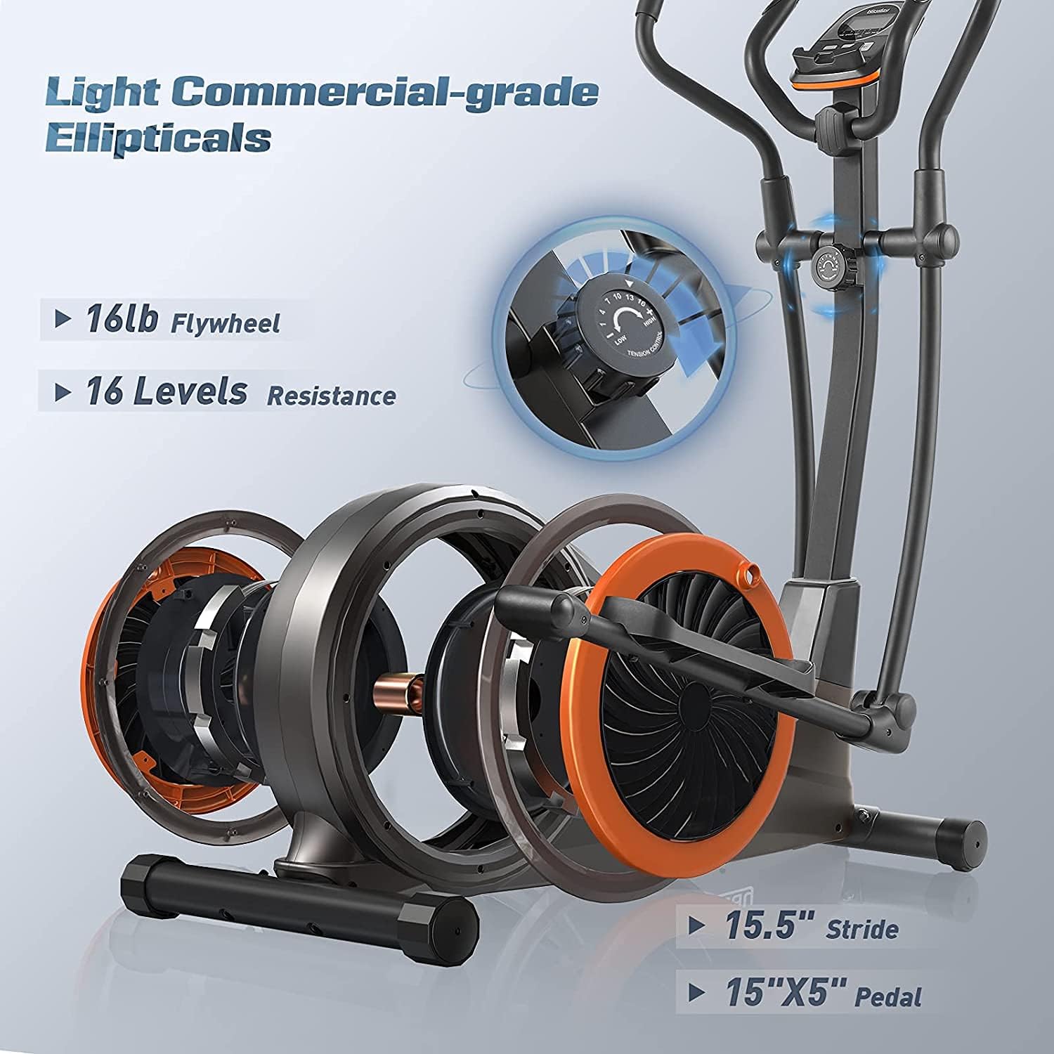 Niceday Elliptical Machine & Recumbent Exercise Bike,16 Resistance Levels and 400LB Weight Limit