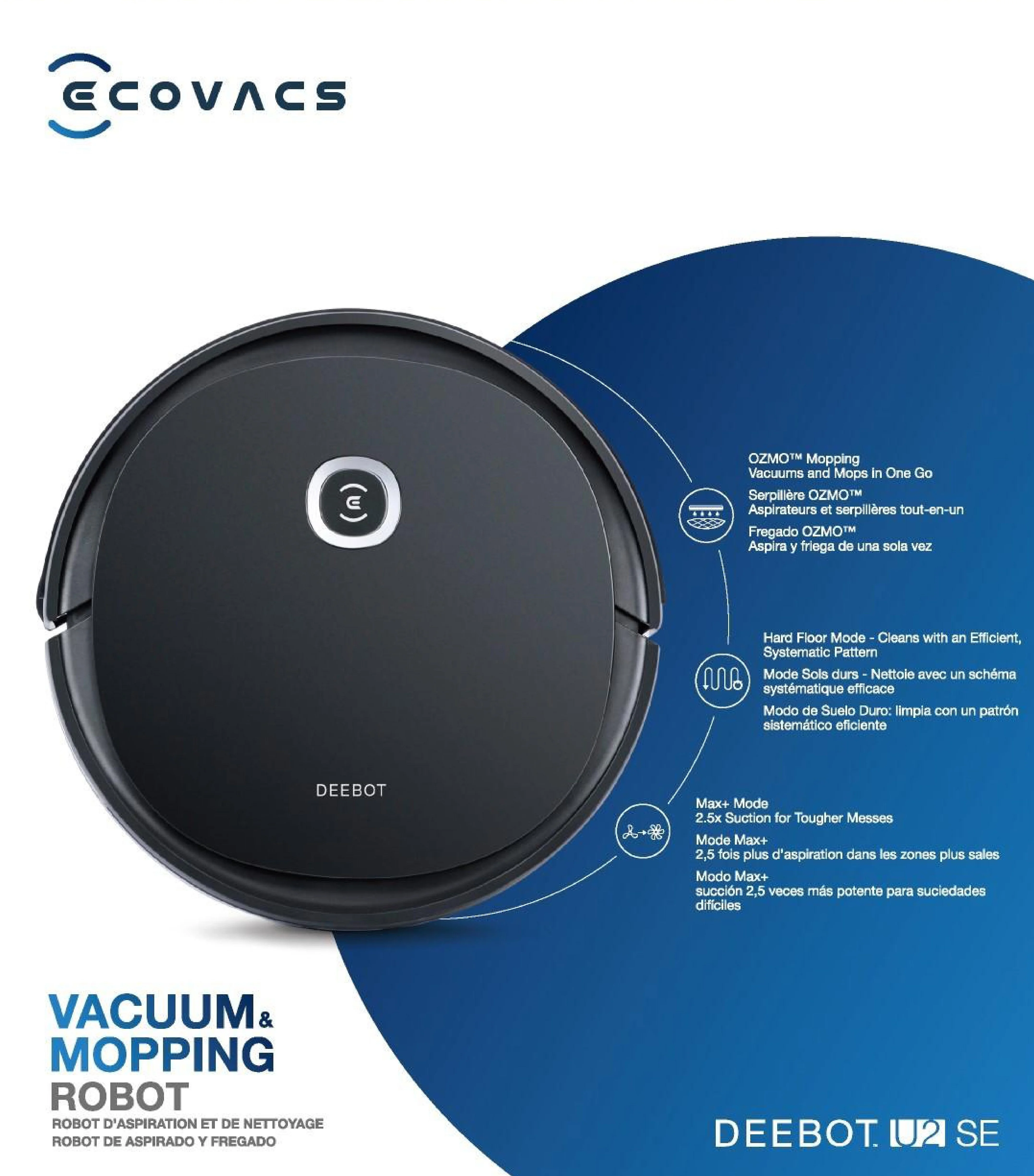 ECOVACS DEEBOT U2SE Robot Vacuum Cleaner and Mop with WiFi & App