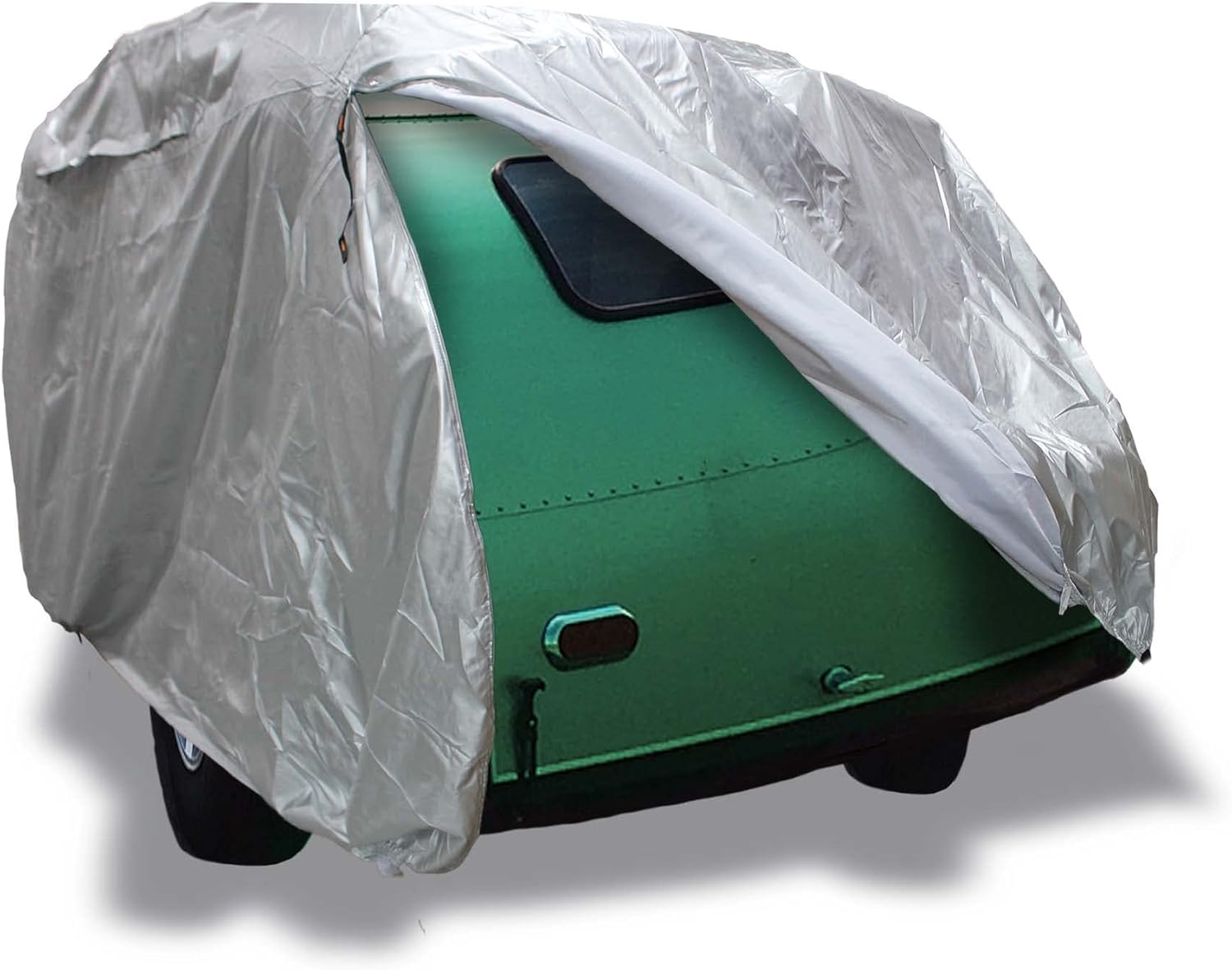 EliteShield ShieldAll Ultimate Teardrop Trailer Cover, Waterproof UV Protection Teardrop Camper Cover Fits 8 Feet Long, 5 Feet Wide Silver Color