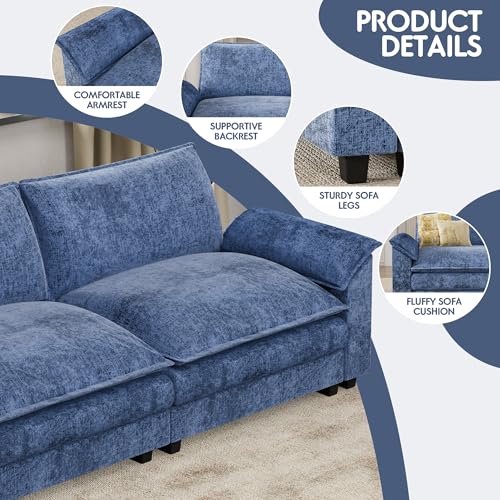 Homall 119" Modular Sectional Sofa, L Shaped Sofa Couch with Reversible Ottoman, DIY Combination Chenille Deep 3-Seat Cloud Couch for Living Room