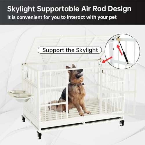 54 Inch Heavy Duty Dog Crate with Wheels，Indestructible Escape-Proof Dog Cage for Large Dogs