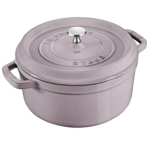 STAUB Cast Iron Dutch Oven 5.5-qt Round Cocotte, Made in France, Serves 5-6, Black Matte