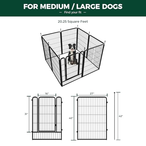 FXW Rollick Dog Playpen for Yard, RV Camping, 32 inch 16 Panels for Small and Medium Dogs│Patented