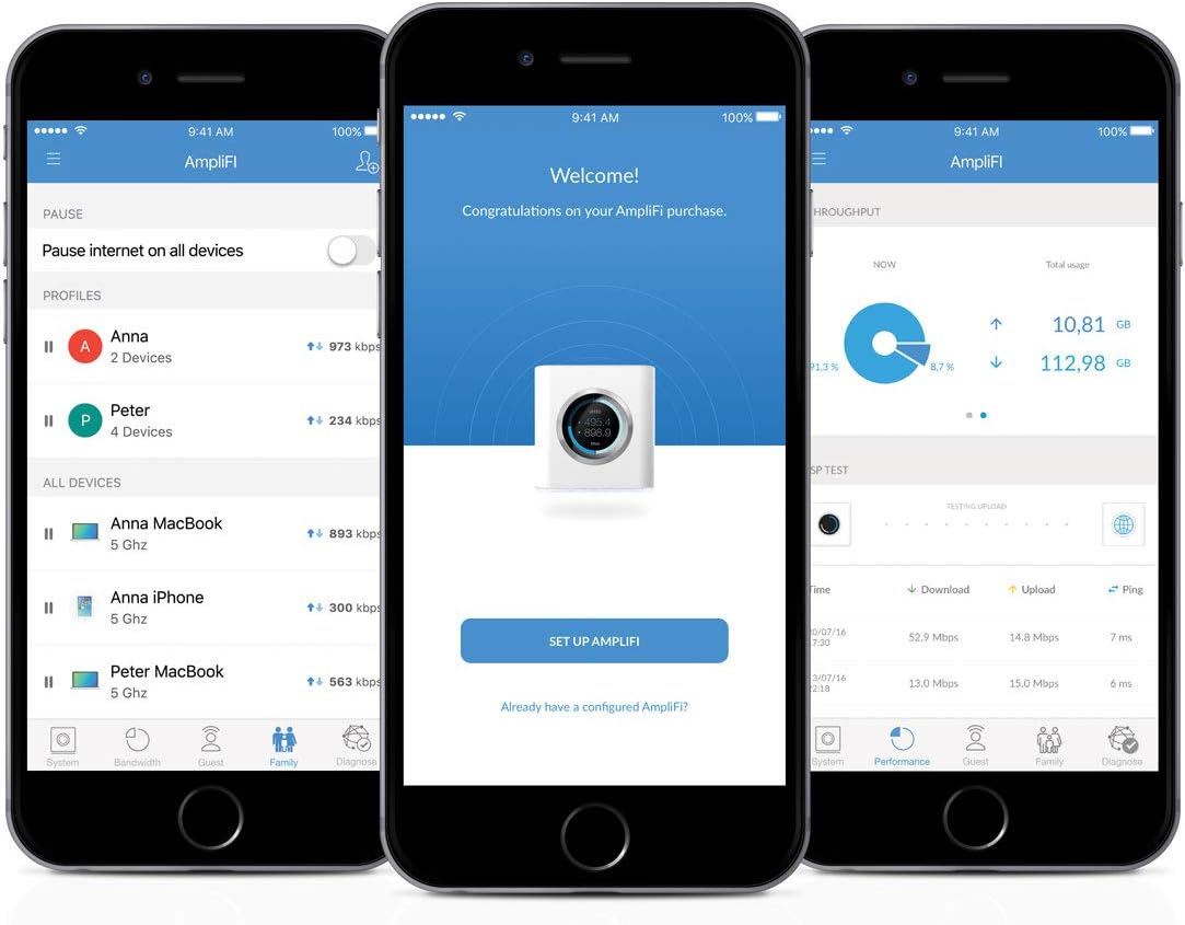 AmpliFi HD Wifi Router by Ubiquiti Labs, Seamless Whole Home Wireless Internet Coverage, HD Wifi Router with Touchscreen Display, 4 Gigabit Ethernet