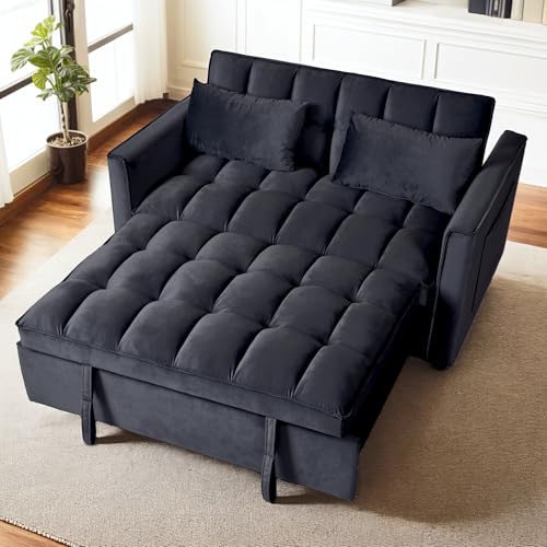 FLEXISPOT XCT4 Convertible Sofa Bed, 3-in-1 Loveseat Sofa Couch with Adjustable Backrest, Pull Out Couch with 2 Pillows & 2 Side Pockets