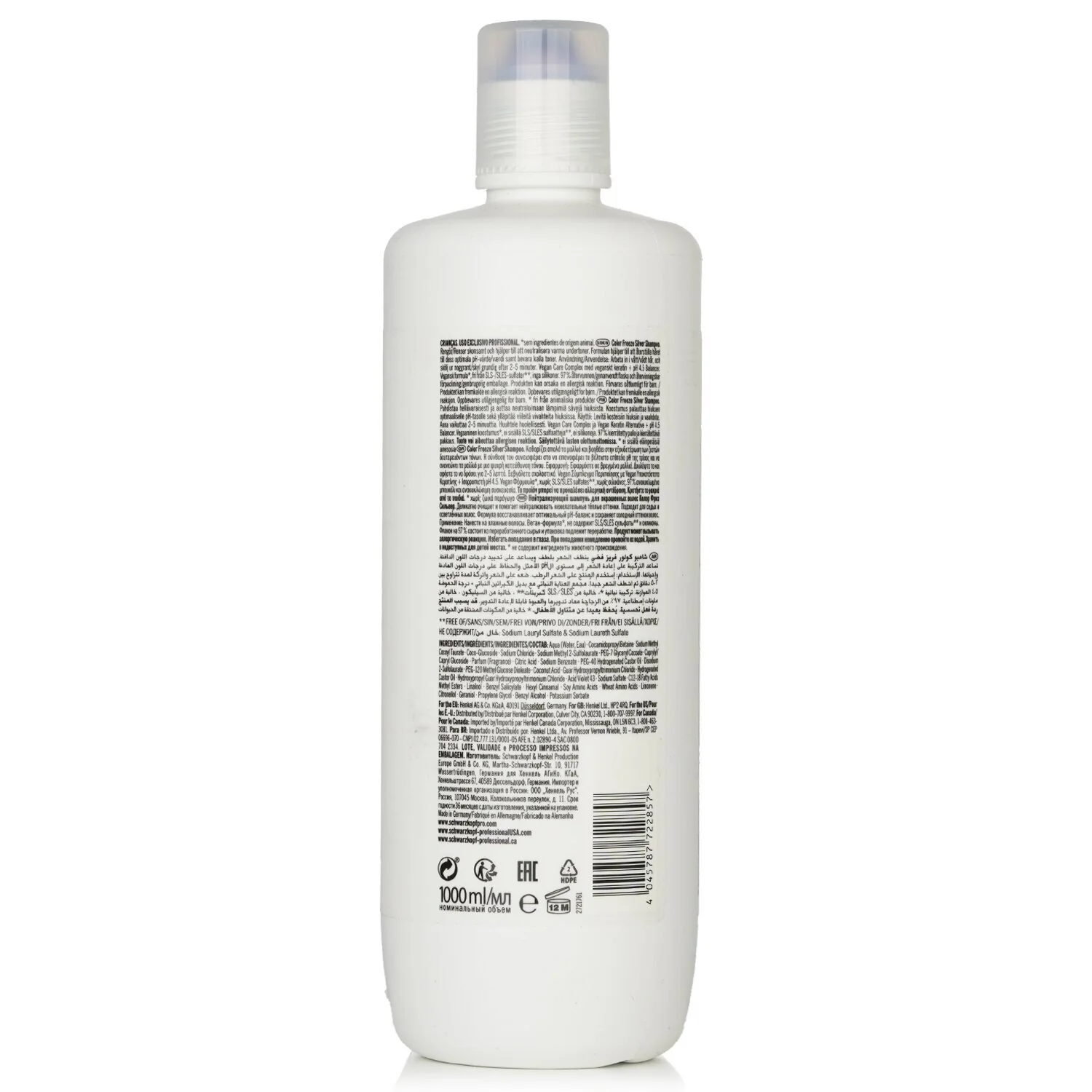 Schwarzkopf BC Bonacure pH 4.5 Color Freeze Silver Shampoo (For Grey & Lightened Hair) 250ml/8.4oz