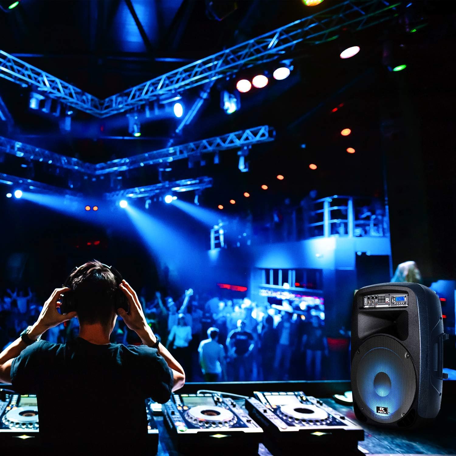 Proreck Dance 12 Portable 12-Inch 1000 Watts 2-Way Powered PA Speaker System Combo Set with Bluetooth/USB/SD Card Reader/FM Radio/Remote