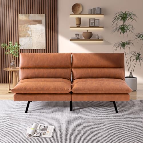 Futon Sofa Bed, Memory Foam Futon Armless Sleeper Sofa Loveseat Convertible Couch Bed for Small Compact Living Spaces,Apartment,Dark Black