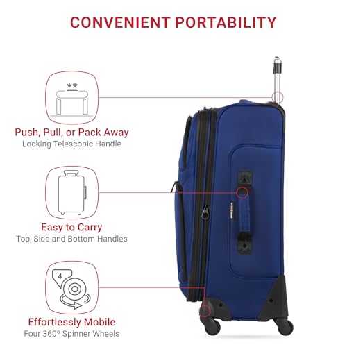 SwissGear Sion Softside Expandable Roller Luggage, Teal, 3 Piece Set (21/25/29)