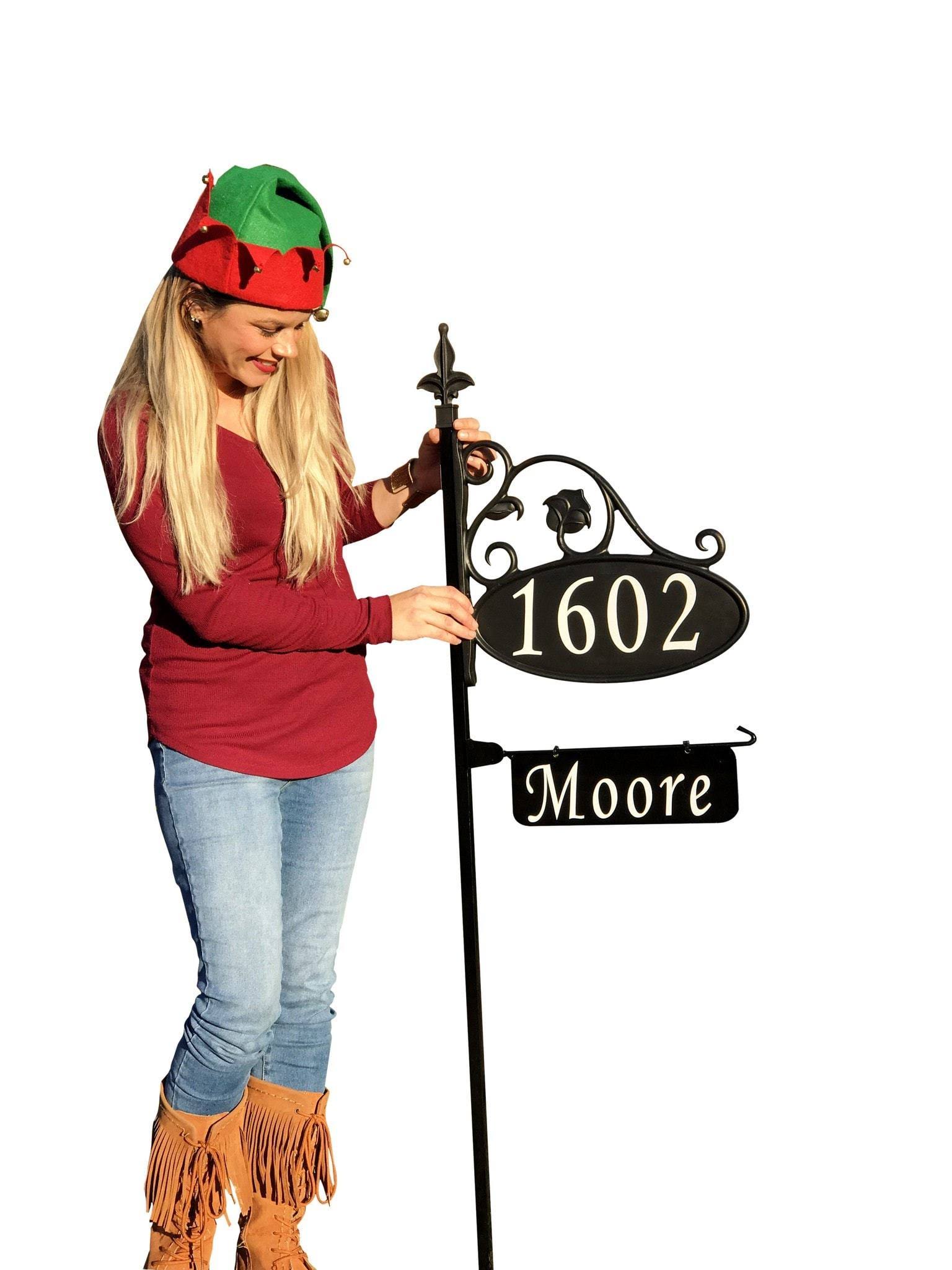 Address America Park Place Oval Reflective 911 Home Address Sign for Yard with Name Rider on Garden Flag Post - Custom Made Addr