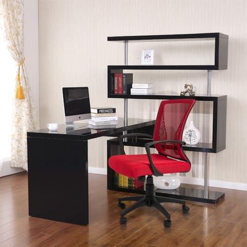 Furmax Office Chair Mid Back Swivel Lumbar Support Desk Chair, Computer Ergonomic Mesh Chair with Armrest (Black)