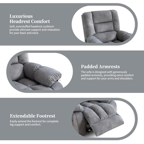 Massage Recliner Chair with Heat and Massage, Soft Fabric Ergonomic Manual Reclining Chairs