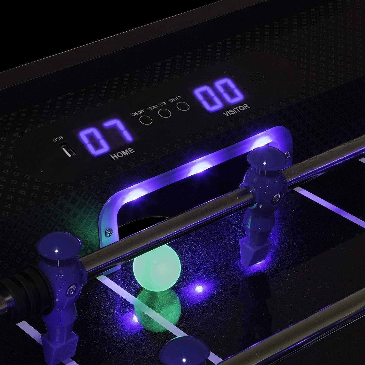 Atomic Azure LED Light Up Foosball Table - Sports Supplies Online Store