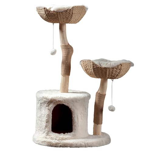 The Sanctuary Cat Tree - Luxury Cat Condo, Large Modern Indoor Tower with 3 Faux Fur Beds, Scratching Posts, and Toys for Cats