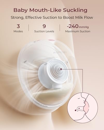 Momcozy M5 Hands-Free Wearable Breast Pump, Double-Sealed Flange for Baby-Like Comfort, 3 Modes & 9 Suction Levels, Portable Electric Pump – 24mm