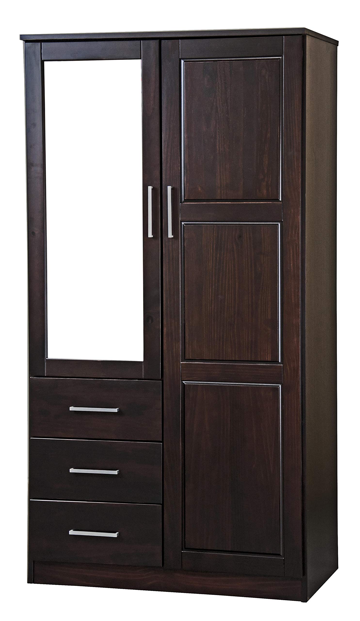 【Furniture】100% Solid Wood Wardrobe with Mirror, Java