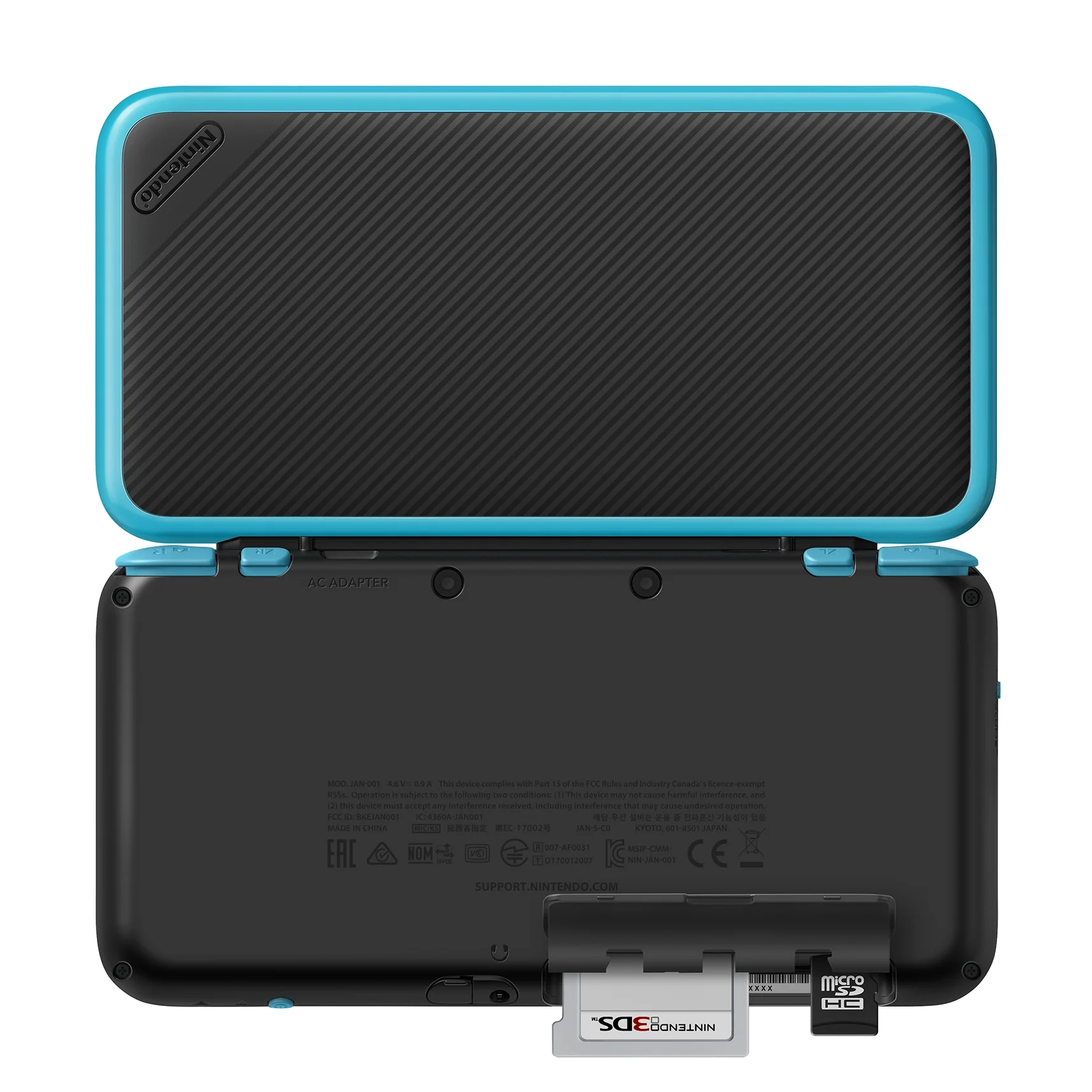 Nintendo 2DS XL System w/ Mario Kart 7 Pre-installed, Black & Turquoise
