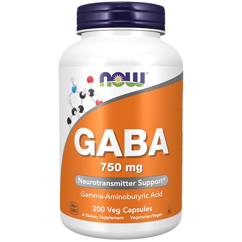 NOW Supplements, GABA (Gamma-Aminobutyric Acid) 750mg, Neurotransmitter Support*, 200 Veg Capsules - Kansas Nuitrition - HNZSDS