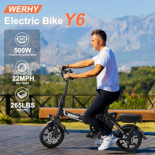 WERHY Electric Bike for Adults, 500W Motor, 22 MPH Max Speed Folding Ebike, 499.2/748.8Wh Battery, 14" Electric Bicycles