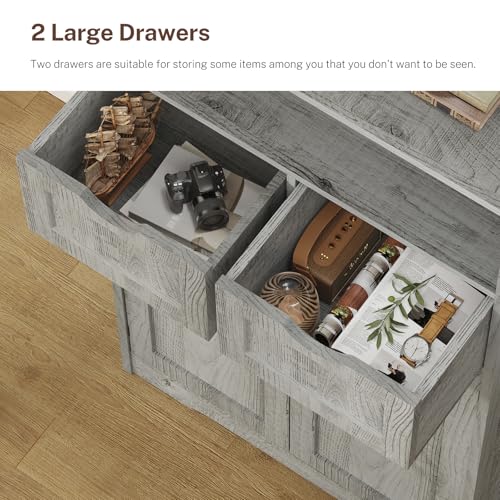 57.8“H Tall Bathroom Cabinet, Storage Cabinet with 2 Drawers & 2 Adjustable Shelves, Bathroom Storage Cabinet with 4 Doors