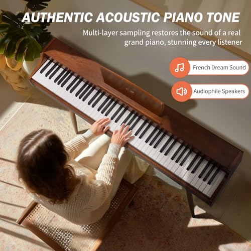 AiJoy Digital Piano 88-Key Weighted Action Keyboard, Home Electric Piano for Beginners with Triple Pedal, Compact Design