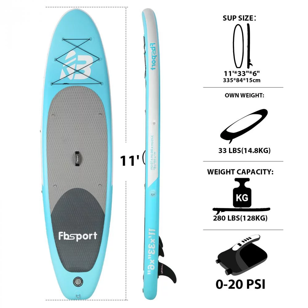 Fbsport Electric Inflatable Paddle Board, Stand UP Paddleboard 11' Length with Electric Pump SUP Accessories