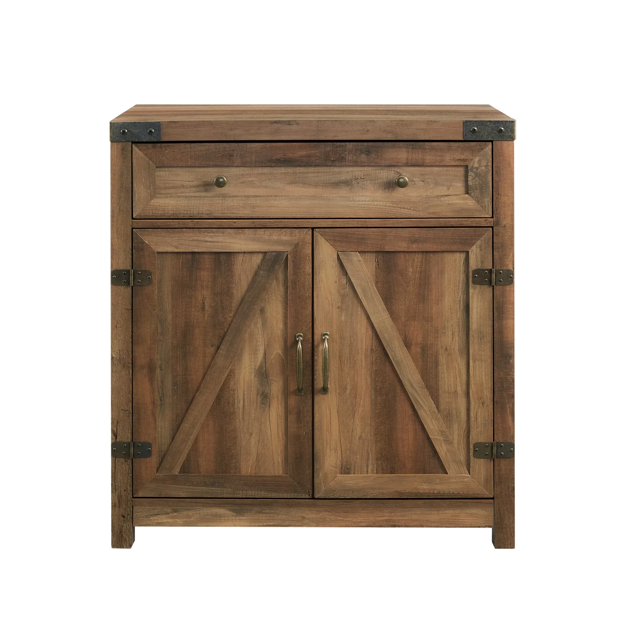 Walker Edison Farmhouse Barn Door Accent Cabinet, Reclaimed Barnwood