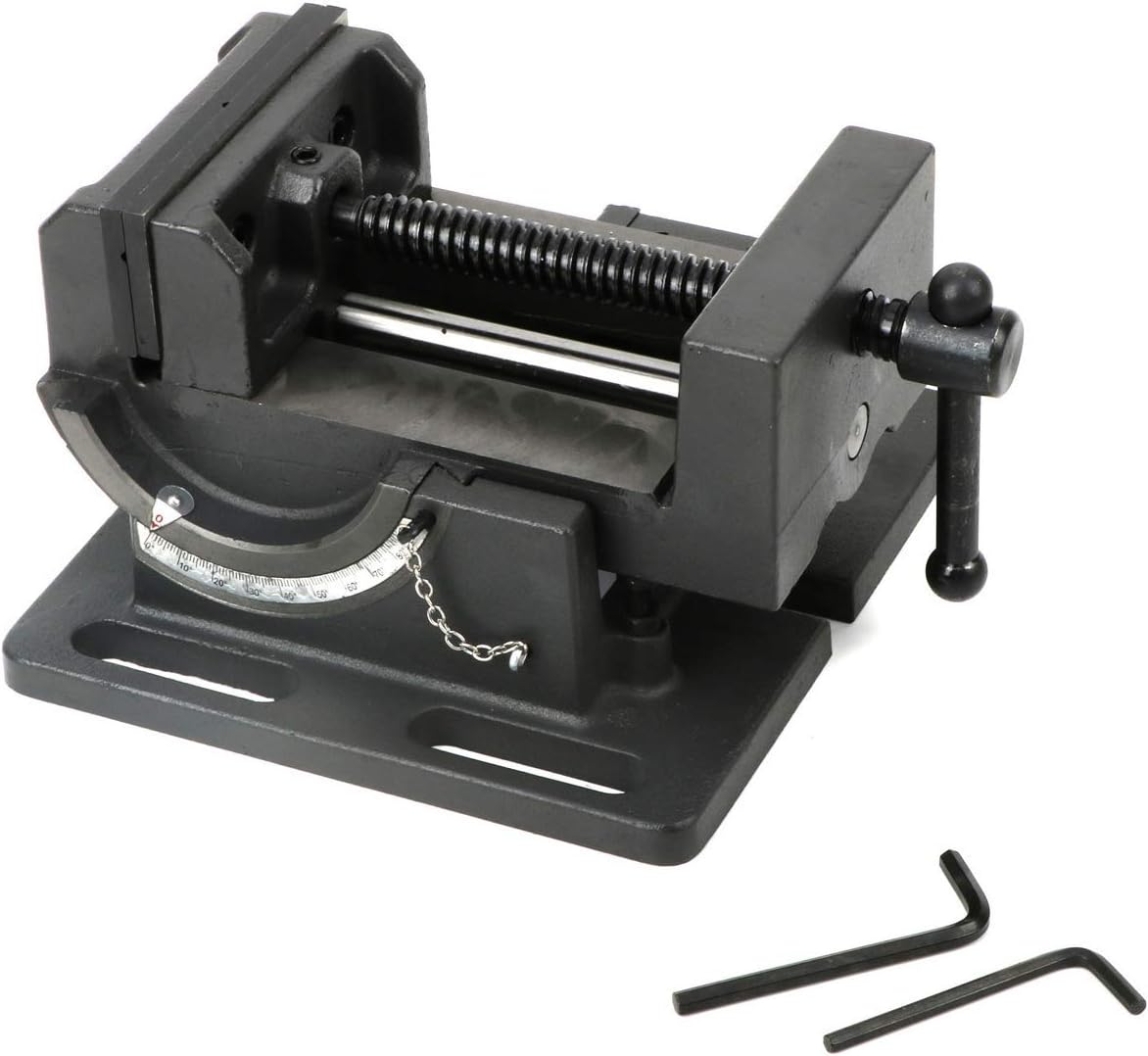 4.25 Inch Drill Press Tilting Angle Vise 0-90 Degree Swivel Industrial Strength Benchtop Vises Drill Press Vise Heavy Cast Iron Cradle Style Drill