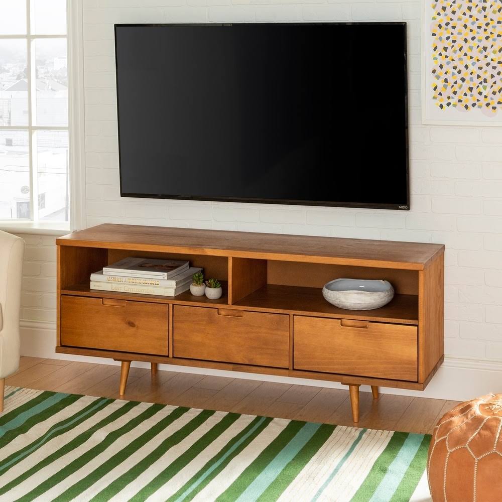 Carson Carrington Alby 58-Inch Mid-Century 3-Drawer TV Console - Walnut