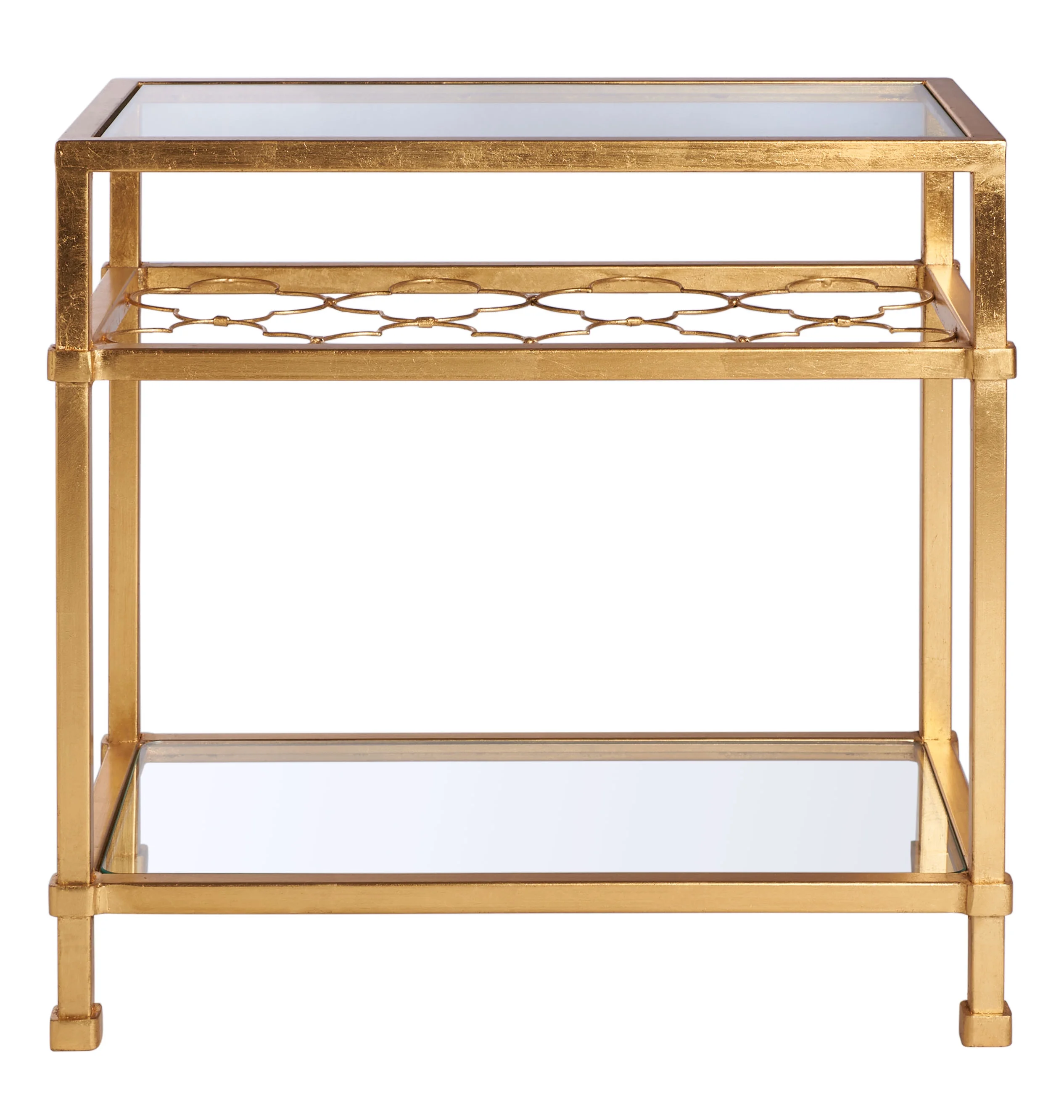 SAFAVIEH Couture Hanzel Glam Glass Top Metal End Table, Gold/Glass