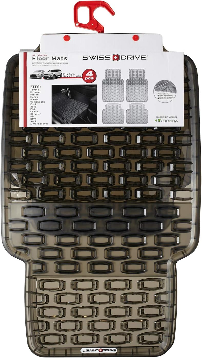 Swiss Drive Rubber Car Mats 4 pcs Shield Car Floor Mats Rubber Front Rear PVC Rubber Floor Mats for Cars SUV Van Truck – All-Weather Protection Mats