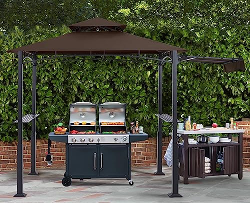 ABCCANOPY 8x5 Grill Gazebo - Outdoor BBQ Canopy Shelter with Led Light for Patio Backyard Grilling (Dark Gray)