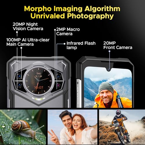 DOOGEE S200 Rugged Smartphone 5G Unlocked, 256GB+32GB Rugged Phone with 1.32" Rear Screen, 10100mAh Battery, Android 14