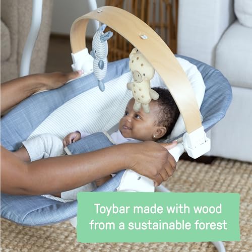 Ingenuity SimpleComfort Lightweight Compact 6-Speed Multi-Direction Baby Swing, Vibrations & Nature Sounds, 0-9 Months 6-20 lbs (Pink Cassidy)