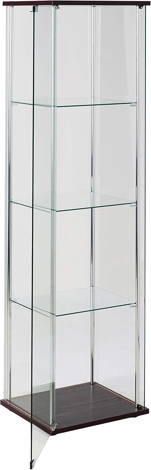COASTER CO-950172 4-Shelf Glass Curio Cabinet, Cappuccino and Clear