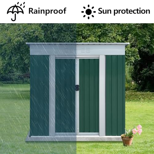 Aidek Outdoor Storage Shed, 5x3 FT Metal Garden Shed with Lockable Sliding Door & Vents