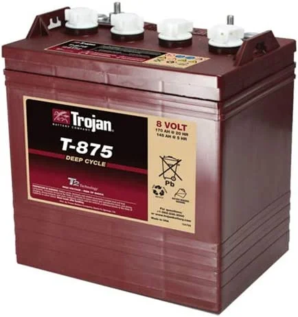 Trojan T-875 8V 170Ah Flooded Lead Acid GC2 Deep Cycle Battery x6