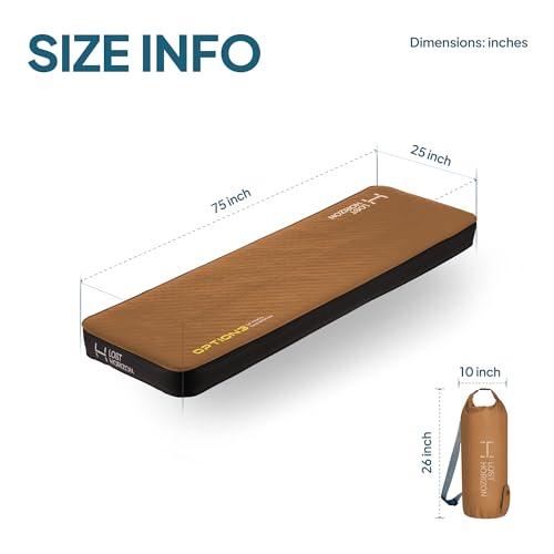 LOSTHORIZON Air & Foam Camping Mattress, Self-Inflating Sleeping Pad, 4.5" Thick, with Pump Sack, Full
