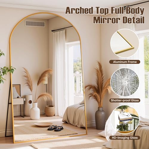 Floor Mirror, 78"x38" Oversized Full Length Mirror with Stand,Arched Full Body Mirror Standing Hanging Leaning Against Wall