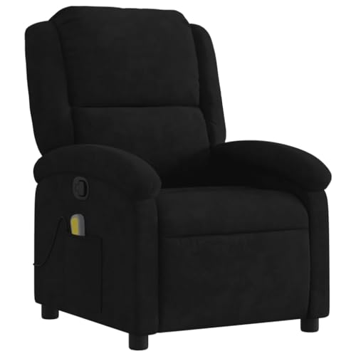 Massage Recliner Chair Black Velvet,Plush Velvet Reclining Massage Chair with Adjustable Footrest, Headrest