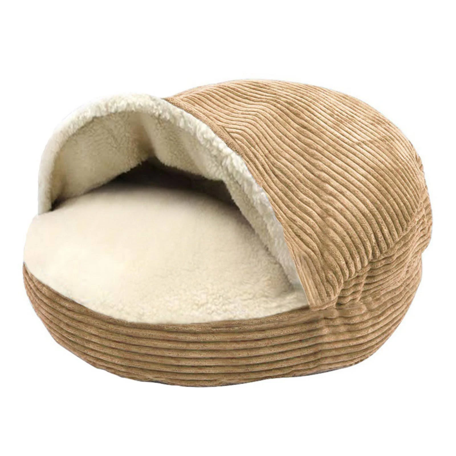 Precious Tails Cozy Corduroy and Sherpa Lined Pet Cave Bed, 25 in.