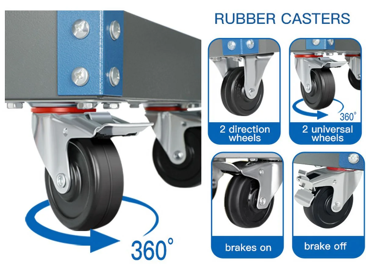 AIRAJ Tool Trolley for Robust 3-Stores,with Hook for Hanging,Non-slip Pearl Set,Ergonomic Handles,Rubber Brake Wheels,Tool Trolley for Home