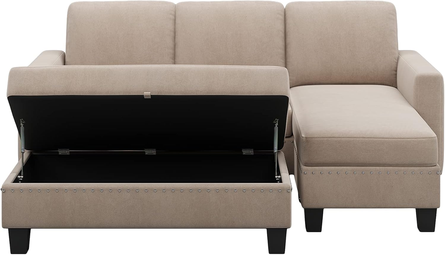 NicBex Fashion Reversible Sectional Couch with Storage Ottoman L-Shaped Sofa Modern Sectional Sofa with Chaise