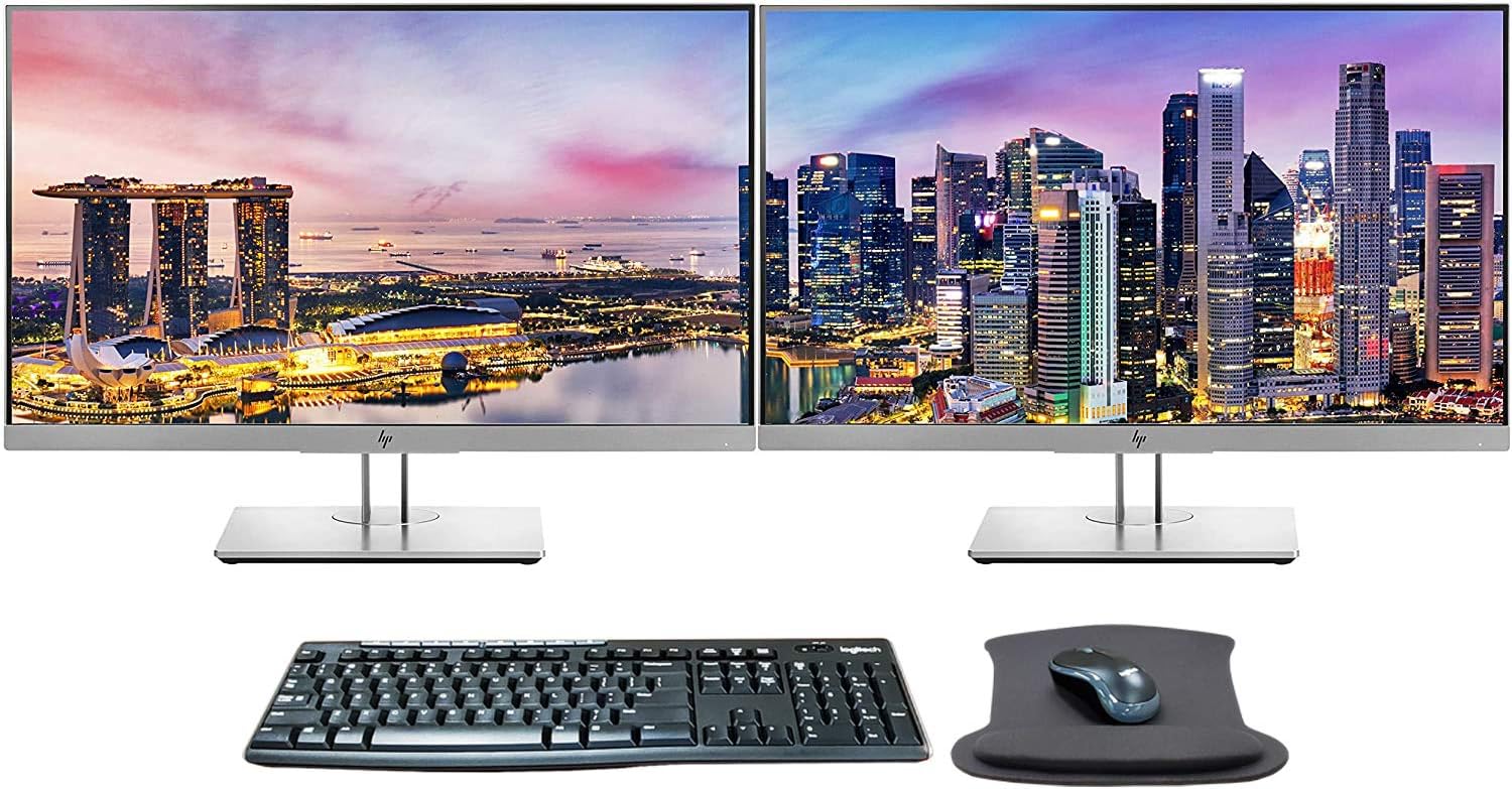 HP EliteDisplay E243 24 Inch 1920 x 1080 (1FH47A8) Full HD IPS LED-Backlit LCD 2-Pack Monitor Bundle with HDMI, VGA, DisplayPort