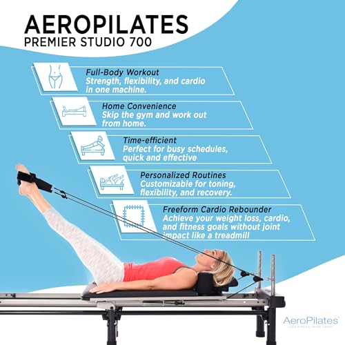 Stamina Pilates Reformer, Home Workout Equipment, AeroPilates Premier - Portable Exercise Machine for Strength and Fitness Training